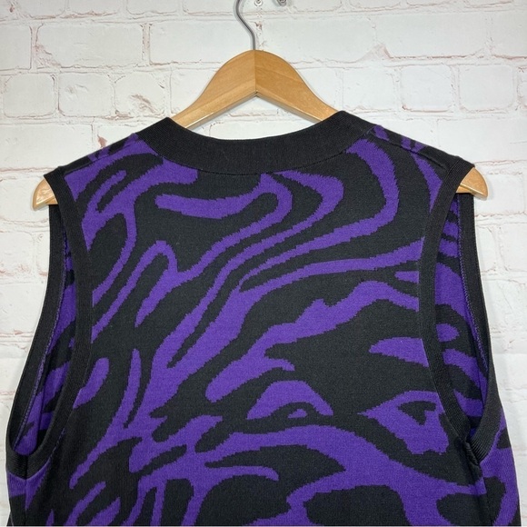 Chicos Cardigan Sweater Womens Size 1 Purple Black Zebra Sleeveless Silk Blend - Picture 8 of 8